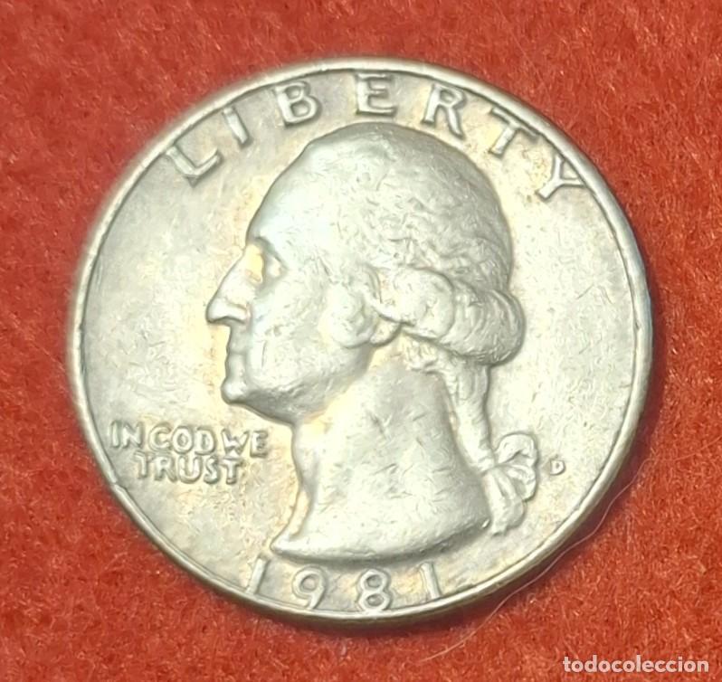 Monedas antiguas de Am&eacute;rica: MONEDA DE ESTADOS UNIDOS 1981 - 1/4 DE D&Oacute;LAR, CECA D - COBRE REVESTIDO DE COBRE-N&Iacute;QUEL