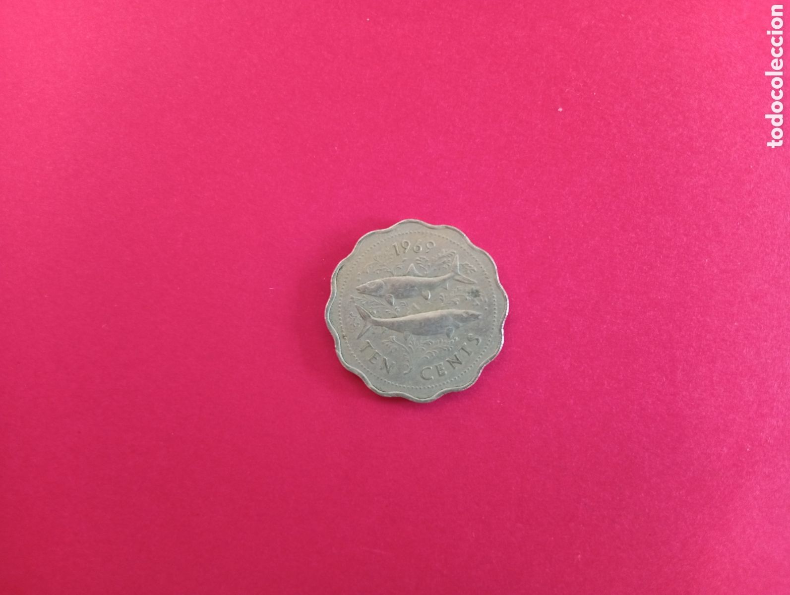 Monedas antiguas de Am&eacute;rica: 10 cents de Bahamas 1969