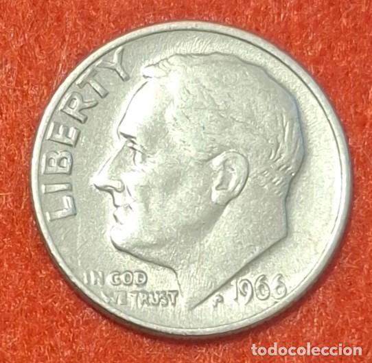 Monedas antiguas de Am&eacute;rica: MONEDA DE ESTADOS UNIDOS 1966 - 1 DIME/10 CENTAVOS - COBRE REVESTIDO DE COBRE-N&Iacute;QUEL
