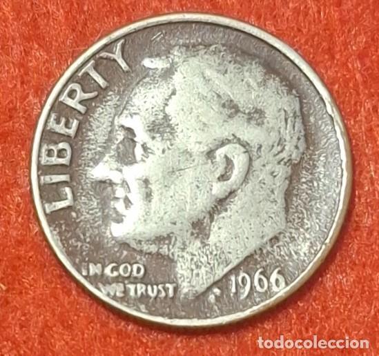 Monedas antiguas de Am&eacute;rica: MONEDA DE ESTADOS UNIDOS 1966 - 1 DIME/10 CENTAVOS - COBRE REVESTIDO DE COBRE-N&Iacute;QUEL