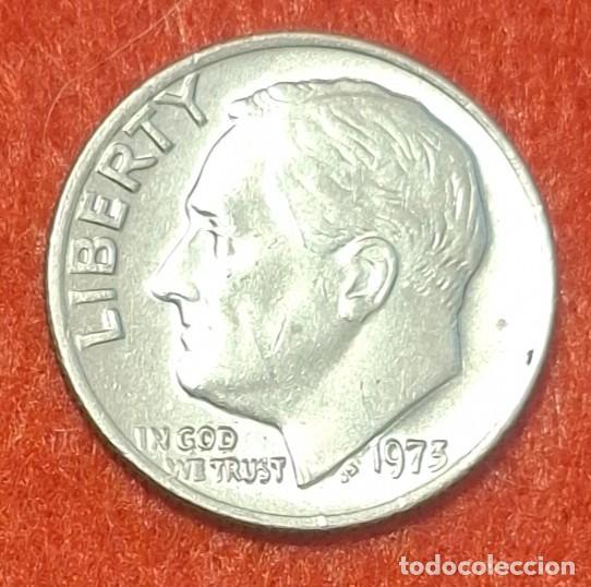 Monedas antiguas de Am&eacute;rica: MONEDA DE ESTADOS UNIDOS 1973 - 1 DIME/10 CENTAVOS - COBRE REVESTIDO DE COBRE-N&Iacute;QUEL