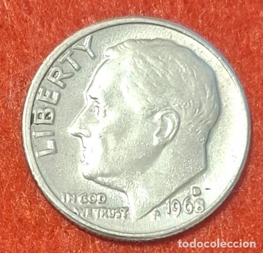 Monedas antiguas de Am&eacute;rica: MONEDA DE ESTADOS UNIDOS 1968 - 1 DIME/10 CENTAVOS - CECA D - COBRE REVESTIDO DE COBRE-N&Iacute;QUEL-2