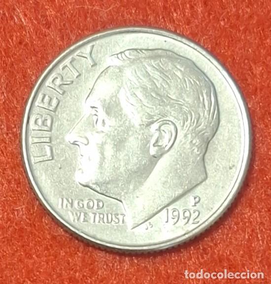 Monedas antiguas de Am&eacute;rica: MONEDA DE ESTADOS UNIDOS 1992 - 1 DIME/10 CENTAVOS - CECA P - COBRE REVESTIDO DE COBRE-N&Iacute;QUEL-2
