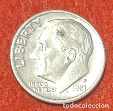 Monedas antiguas de Am&eacute;rica: MONEDA DE ESTADOS UNIDOS 1981 - 1 DIME/10 CENTAVOS - CECA P - COBRE REVESTIDO DE COBRE-N&Iacute;QUEL-2