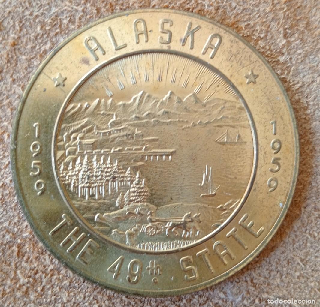 Monedas antiguas de Am&eacute;rica: Ficha conmemorativa, Alaska, Estado 49 de EEUU, en 1959