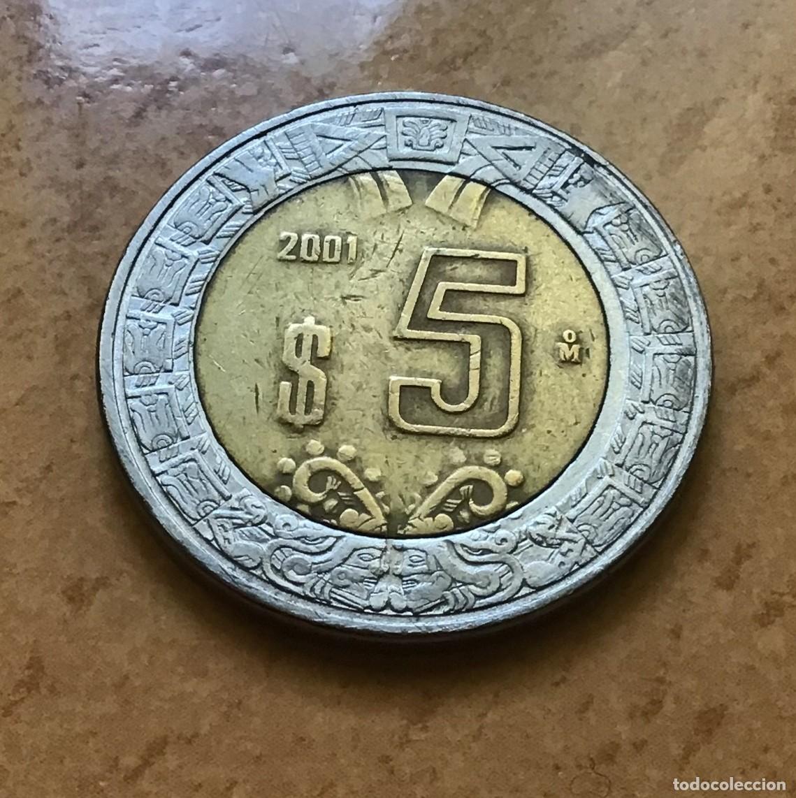 Monedas antiguas de Am&eacute;rica: 5 pesos de M&eacute;xico (M&eacute;jico). A&ntilde;o 2001