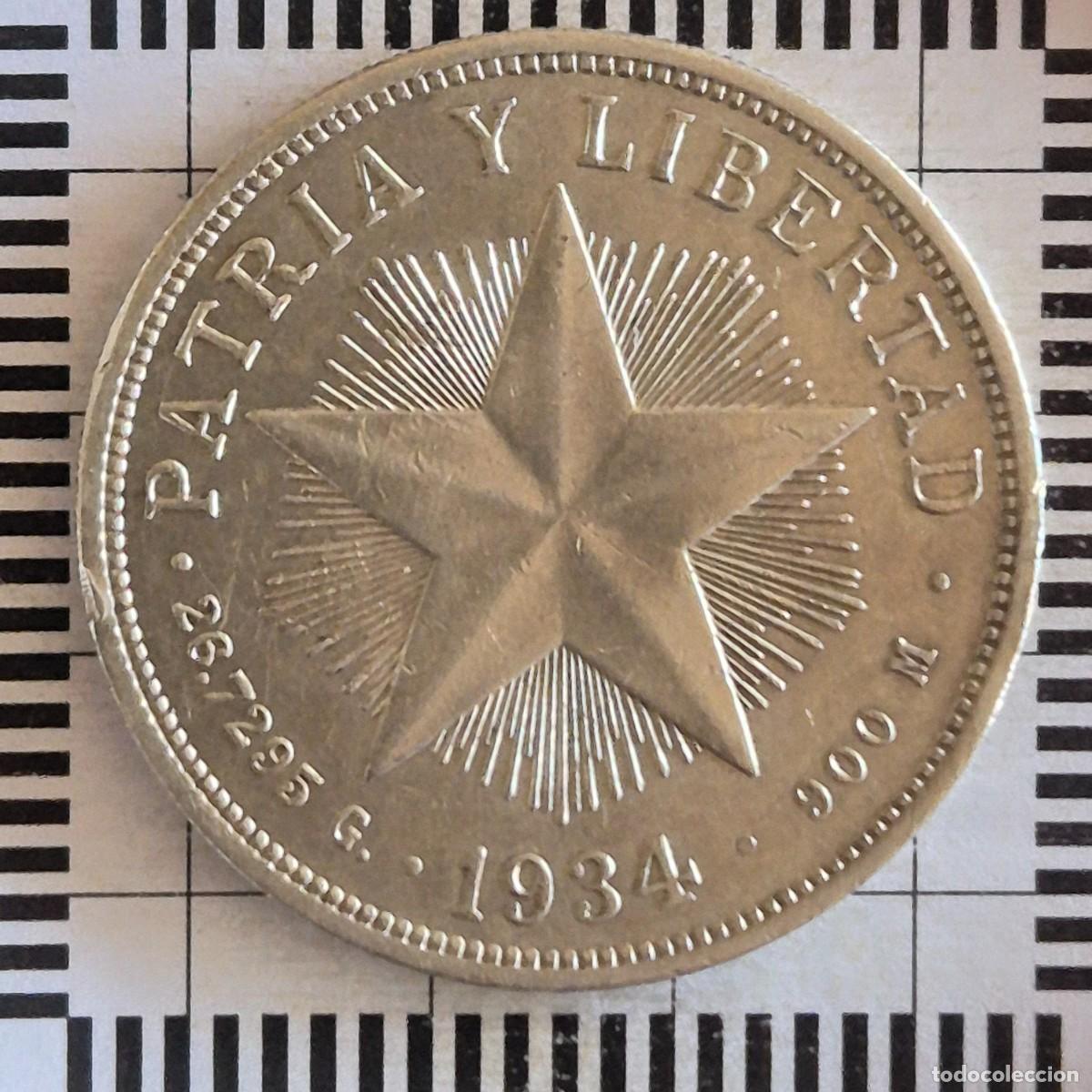 Alte M&uuml;nzen aus Amerika: 1 PESO, CUBA. 1934. (KM#15.2).