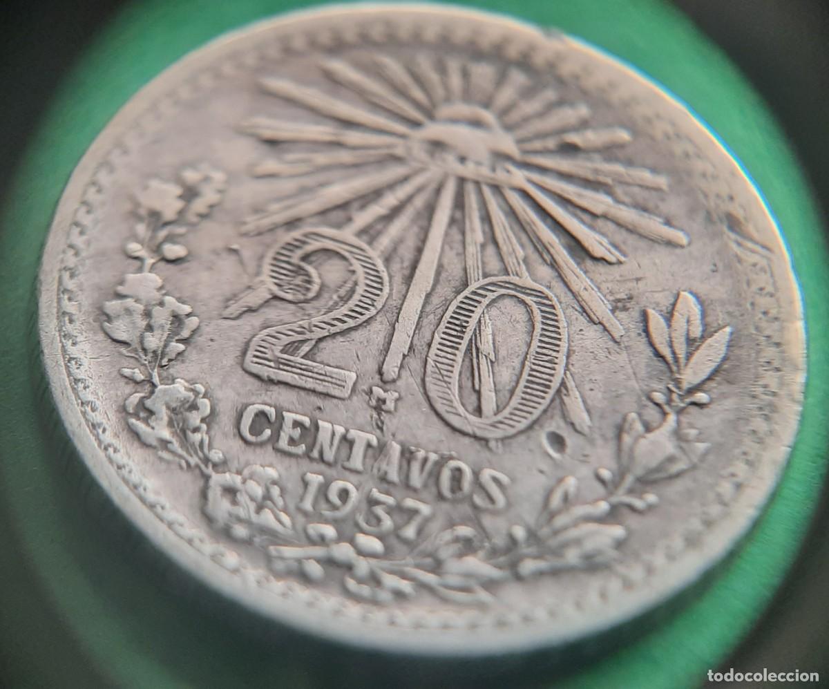 Monedas antiguas de Am&eacute;rica: (M&Eacute;XICO)(PLATA)(1937) 20 CENTAVOS - Foto 3
