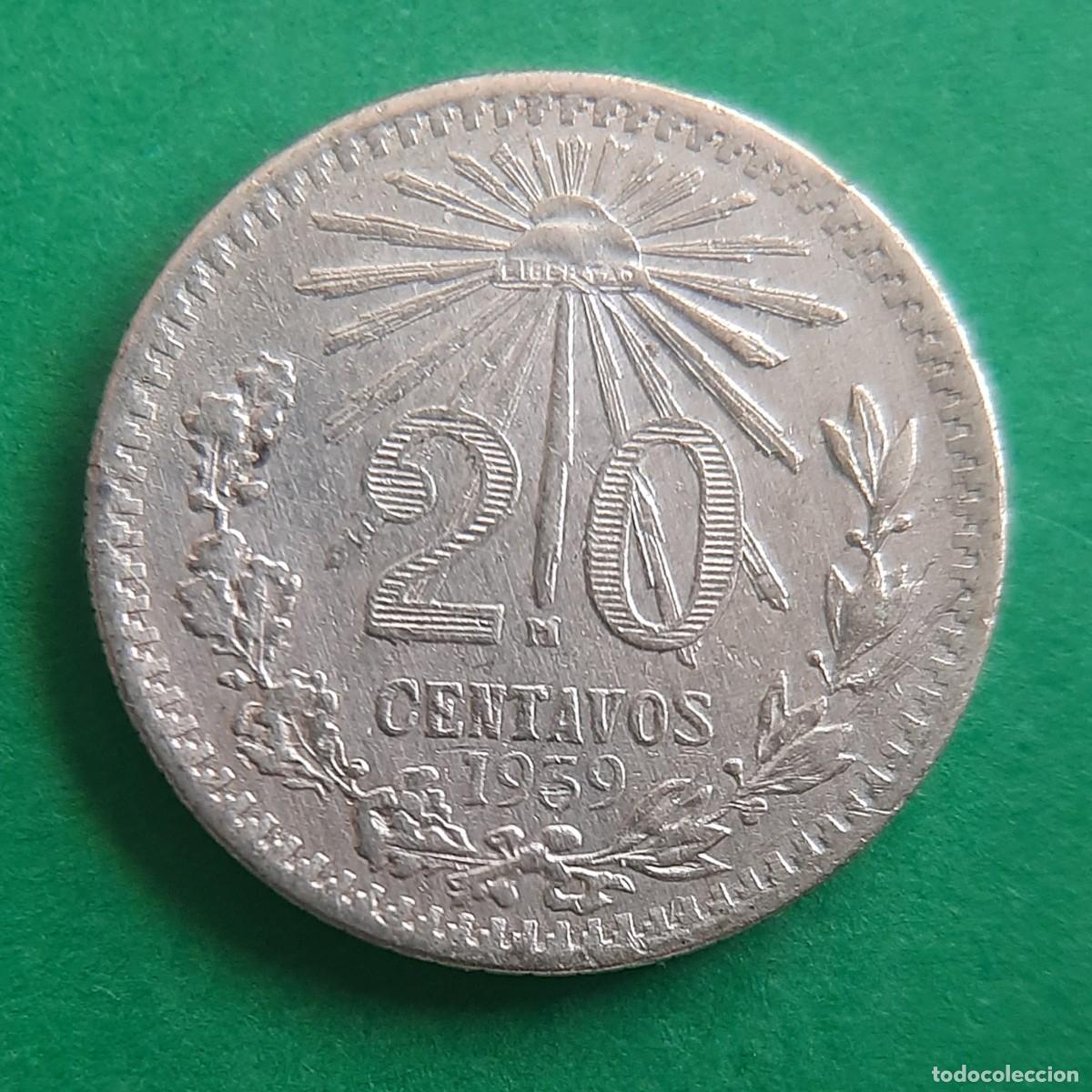 Alte M&uuml;nzen aus Amerika: (M&Eacute;XICO)(PLATA)(1939) 20 CENTAVOS