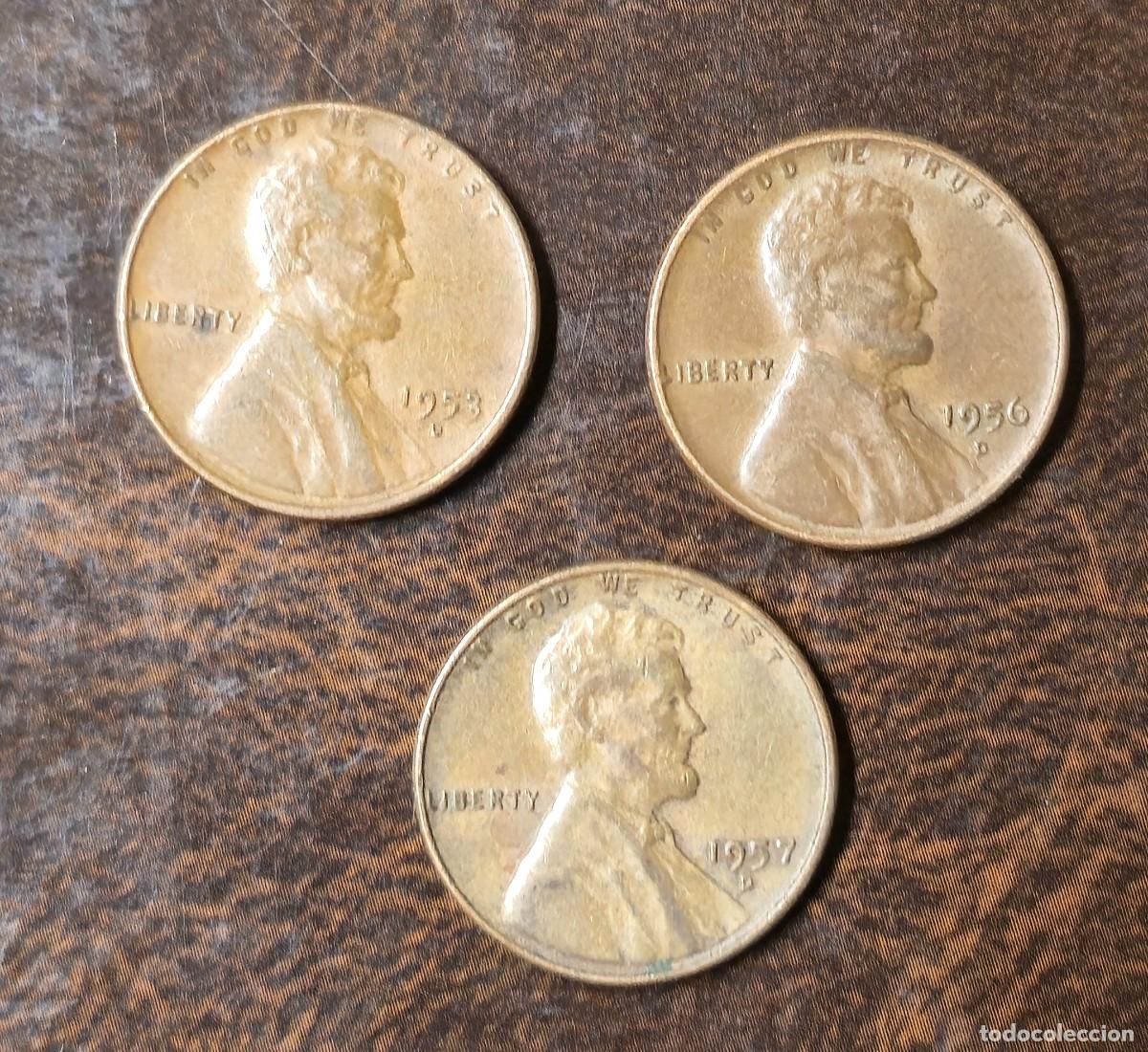 Alte M&uuml;nzen aus Amerika: 3 MONEDA DE ESTADOS UNIDOS 1 CENTAVO 1953 - 1956 - 1957