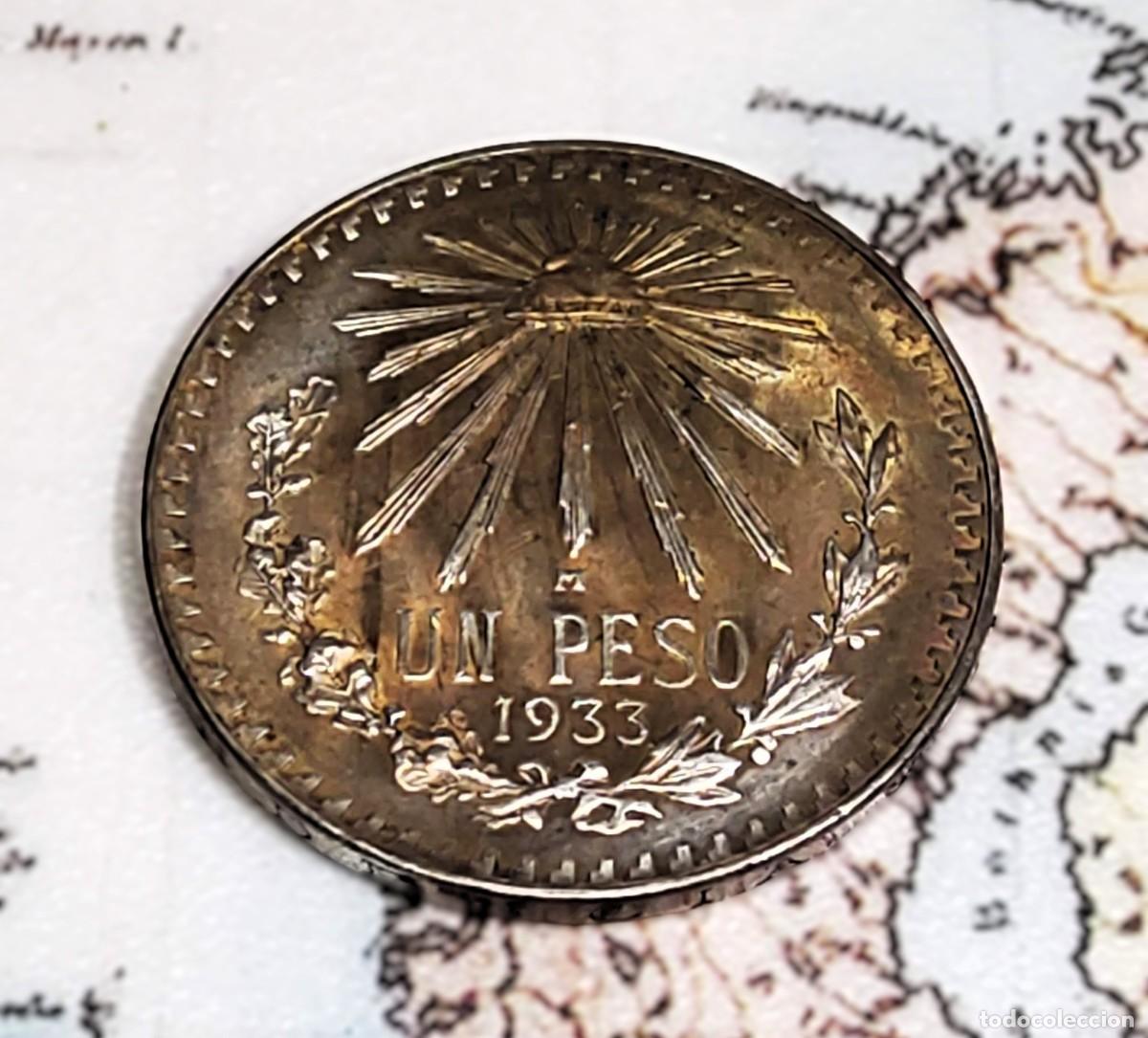 Monedas antiguas de Am&eacute;rica: 1 PESO DE PLATA DE MEXICO DEL A&Ntilde;O 1933 M.SIN CIRCULAR.BONITA P&Aacute;TINA