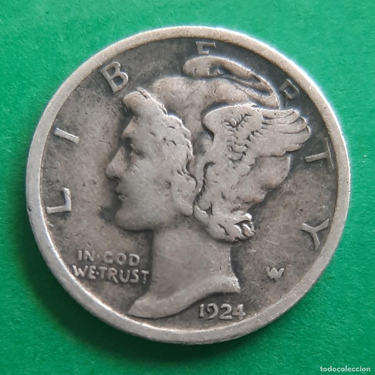 Alte M&uuml;nzen aus Amerika: (E.UNIDOS)(PLATA)(1924) ONE DIME CECA FILADELFIA