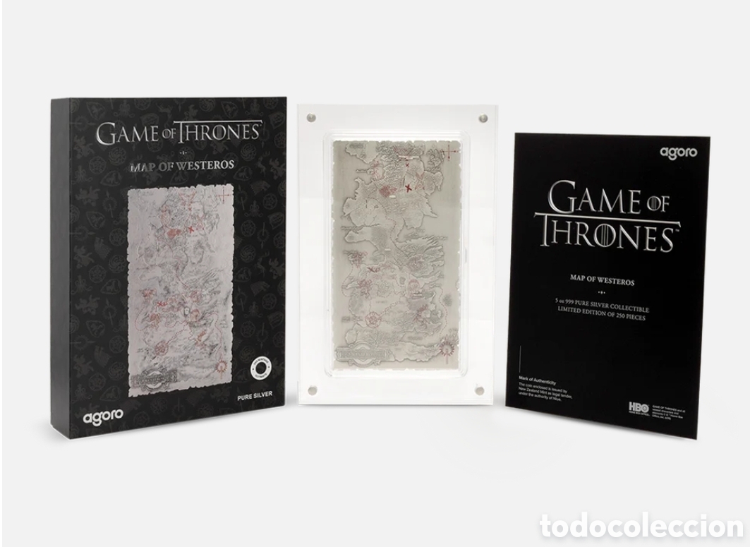 Monedas antiguas de Am&eacute;rica: GAME OF THRONES MAP OF WESTEROS 5 OZ PLATA PURA 999 NIUE 2026 AGORO SOLO 250