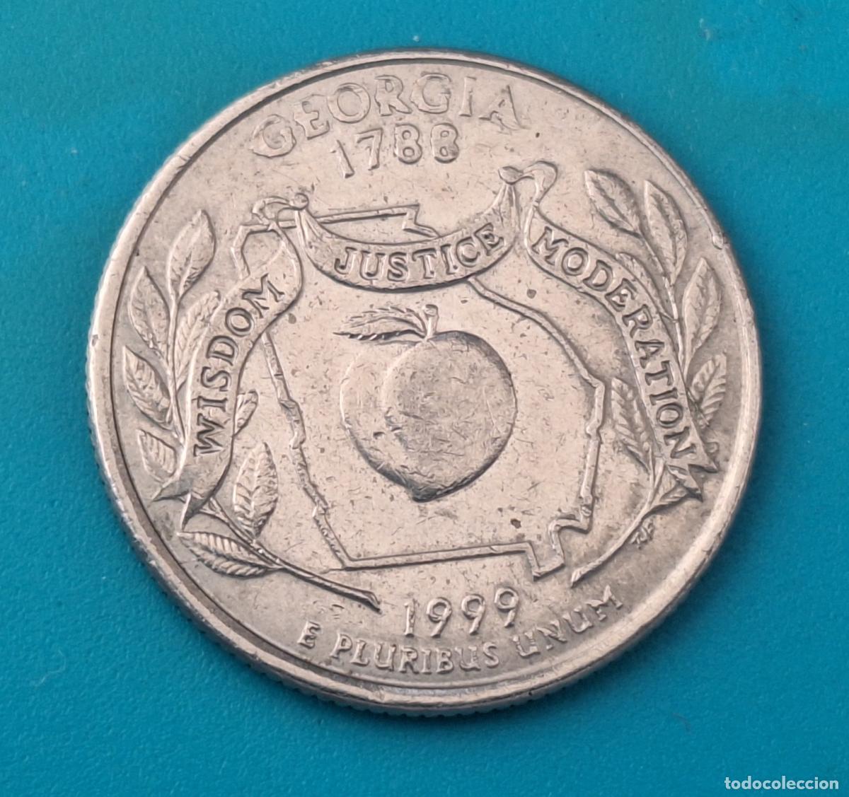 Monedas antiguas de Am&eacute;rica: Moneda, Estados Unidos, USA. QUARTER DOLAR. 50 Estados. Georgia. A&Ntilde;O 1999.