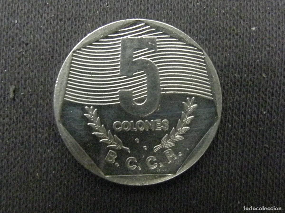 Monedas antiguas de Am&eacute;rica: Costa Rica &ndash; 5 Colones 1993, Acero Cromado