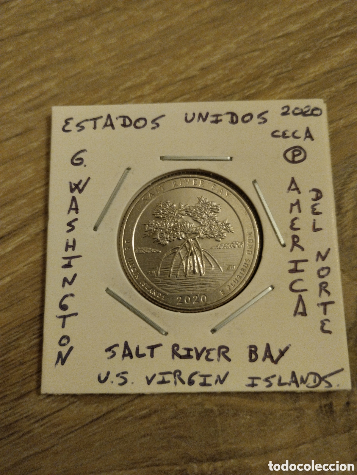 Monedas antiguas de Am&eacute;rica: Moneda un cuarto de d&oacute;lar estados unidos a&ntilde;o 2020 ceca p salt river bay mbc encartonada