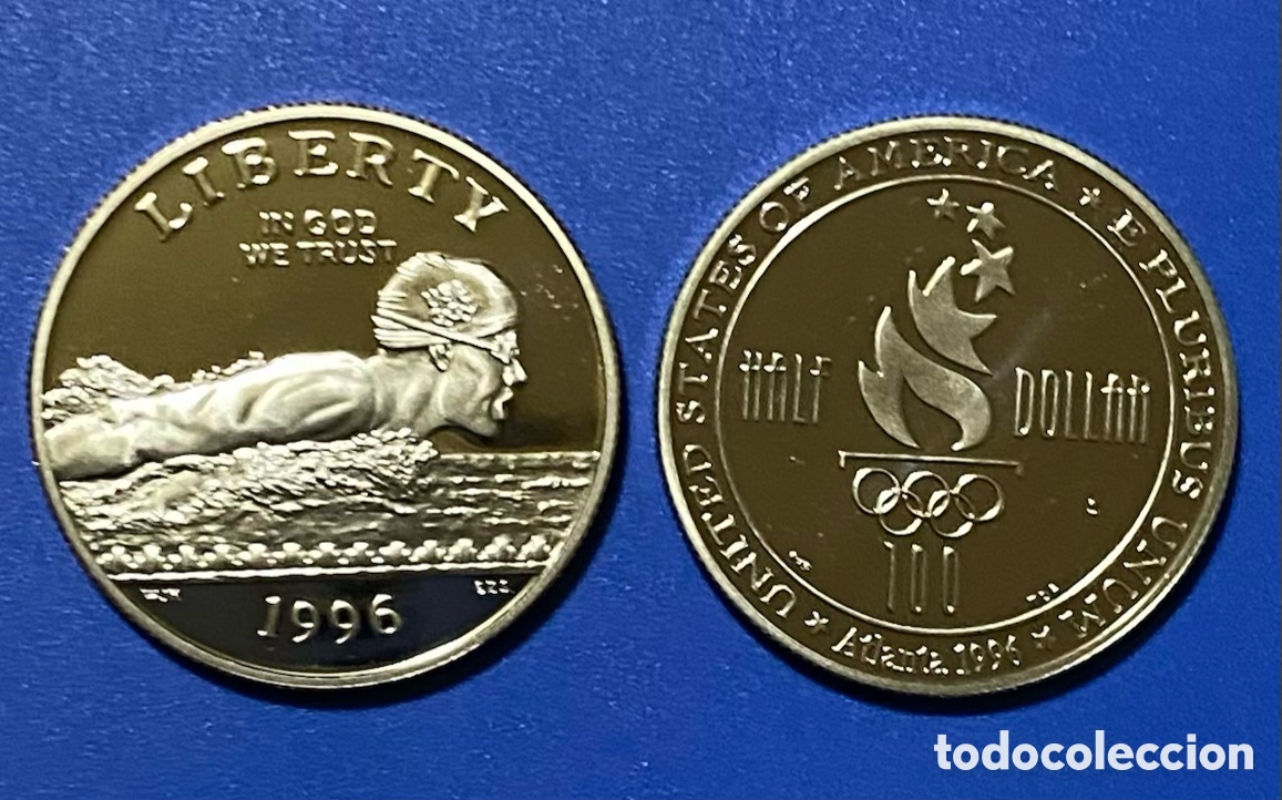 Monedas antiguas de Am&eacute;rica: 1/2 Dolar USA Atlanta 1996 Natacion Estados Unidos S