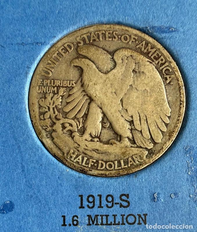 Monedas antiguas de Am&eacute;rica: Medio d&oacute;lar de plata Walking Liberty de 1919-S