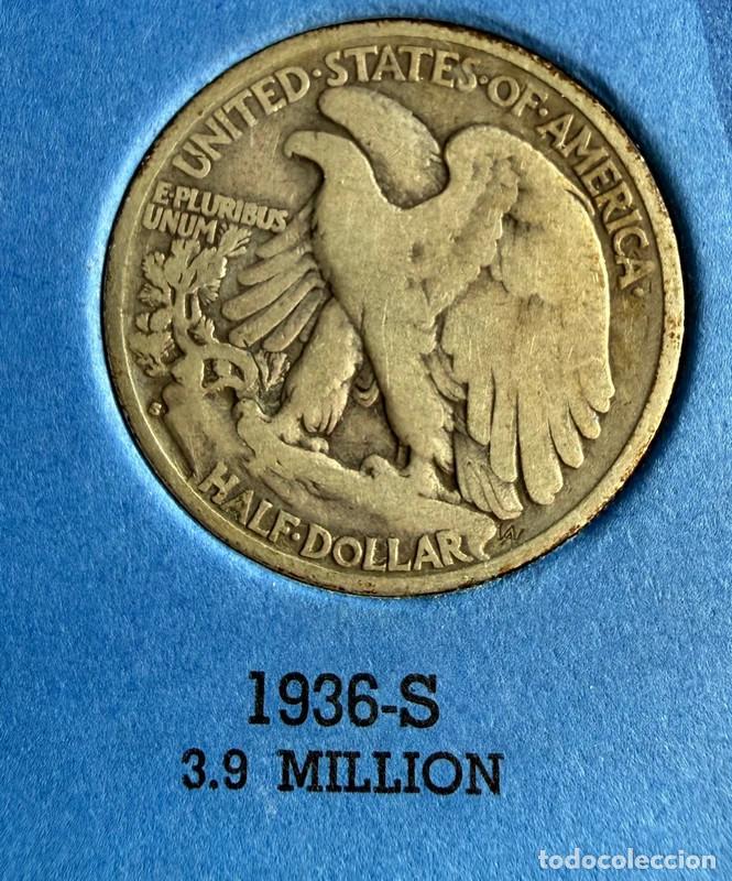 Monedas antiguas de Am&eacute;rica: Medio d&oacute;lar de plata Walking Liberty de 1936-S