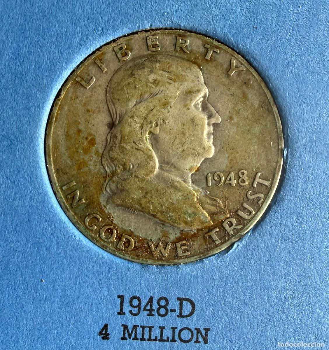 Monedas antiguas de Am&eacute;rica: Medio d&oacute;lar Franklin de 1948-D