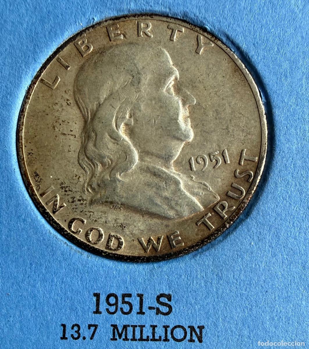 Monedas antiguas de Am&eacute;rica: Medio d&oacute;lar Franklin de 1951-S