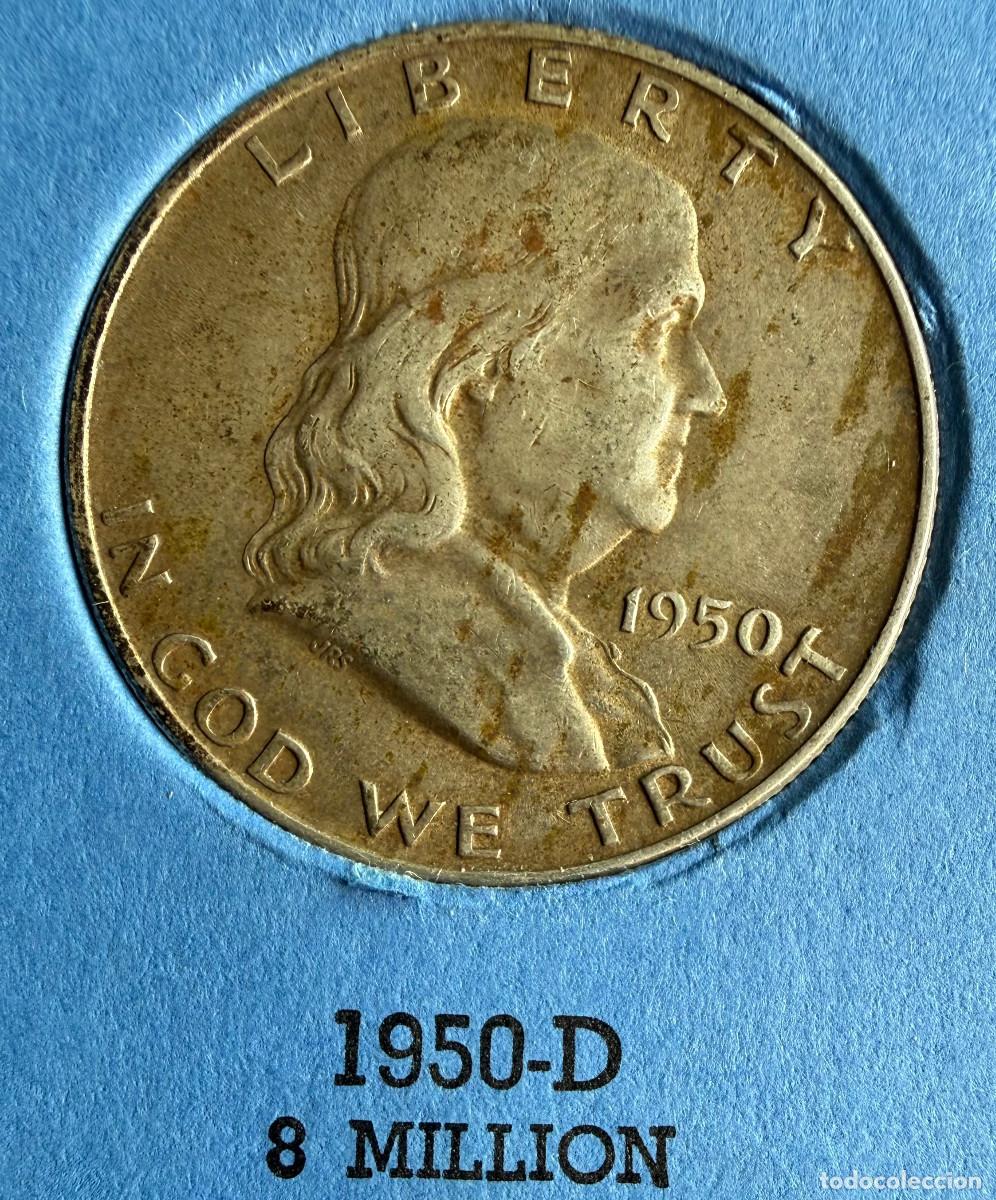 Monedas antiguas de Am&eacute;rica: Medio d&oacute;lar Franklin de 1950-D