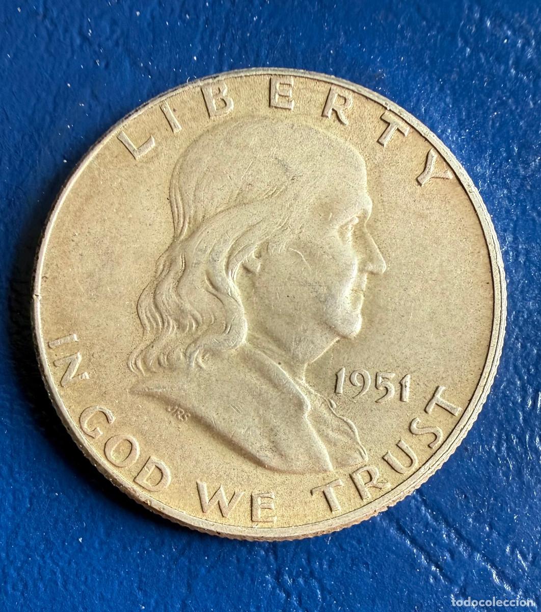 Monedas antiguas de Am&eacute;rica: Medio d&oacute;lar Franklin de 1951
