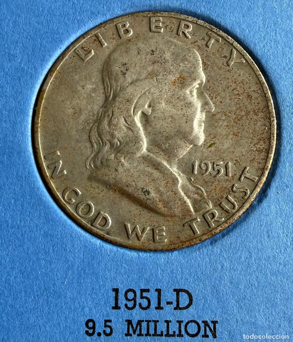 Monedas antiguas de Am&eacute;rica: Medio d&oacute;lar Franklin de 1951-D