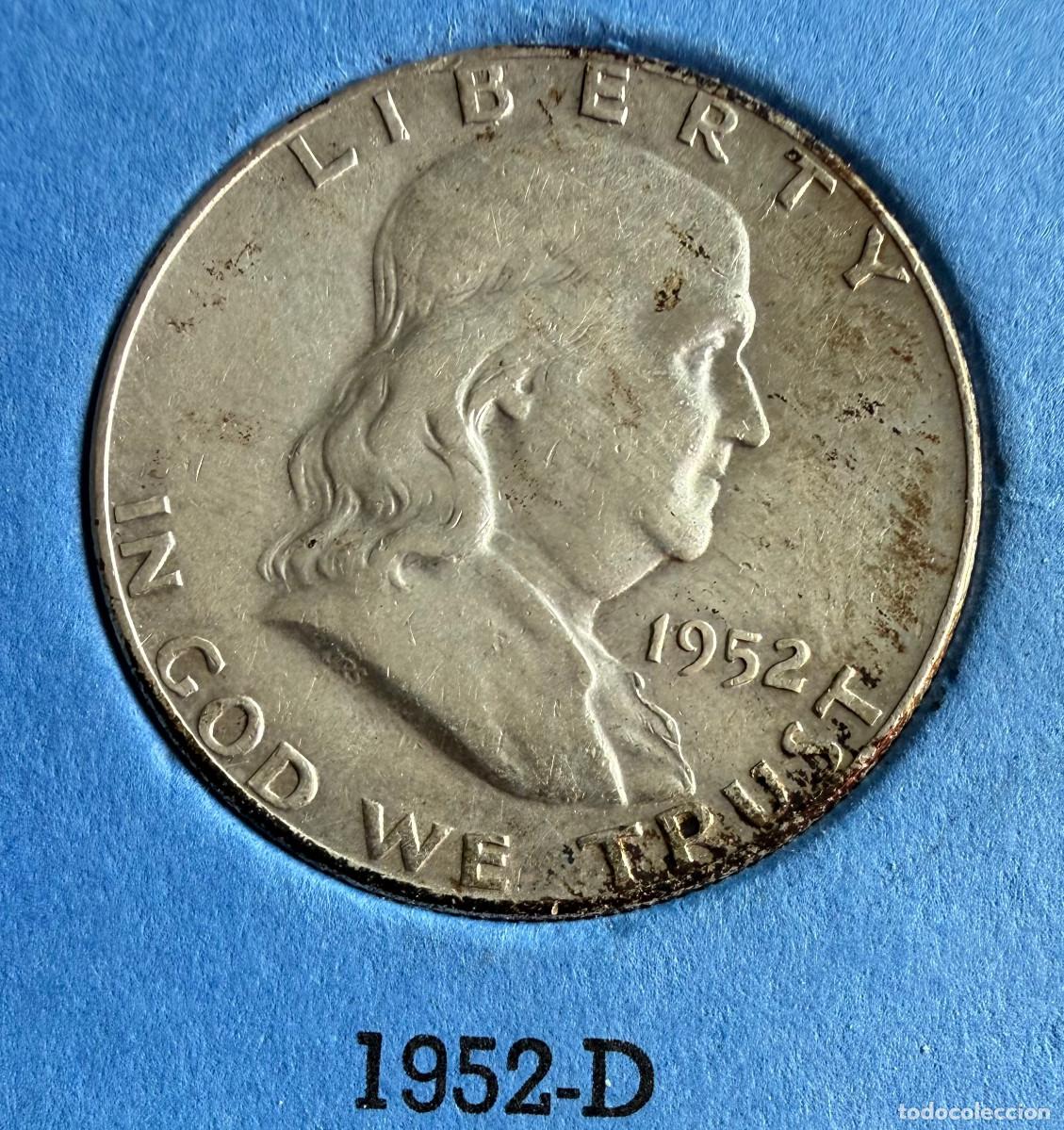 Monedas antiguas de Am&eacute;rica: Medio d&oacute;lar Franklin de 1952-D