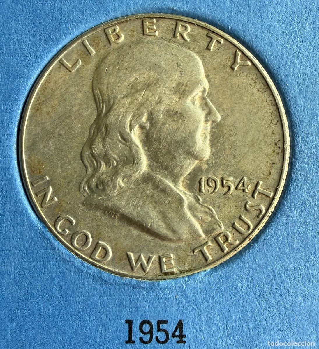 Monedas antiguas de Am&eacute;rica: Medio d&oacute;lar Franklin de 1954