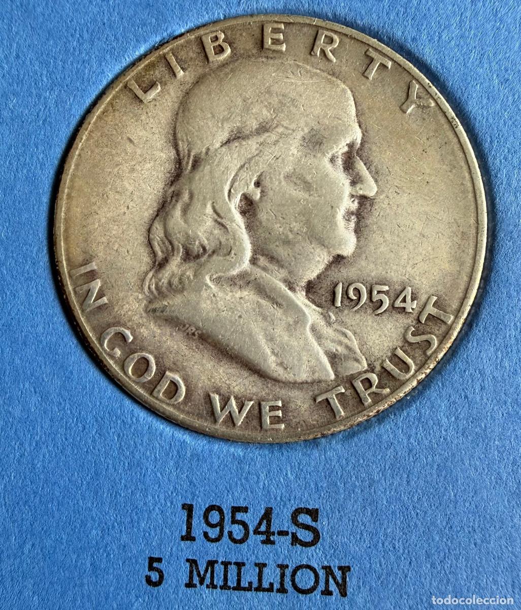 Monedas antiguas de Am&eacute;rica: Medio d&oacute;lar Franklin de 1954-S