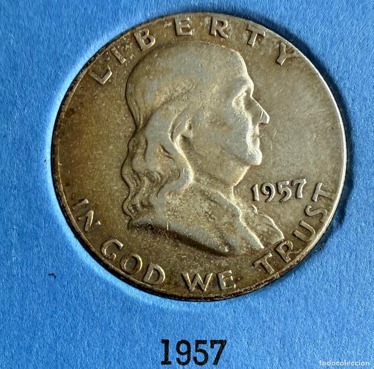 Monedas antiguas de Am&eacute;rica: Medio d&oacute;lar Franklin de 1957
