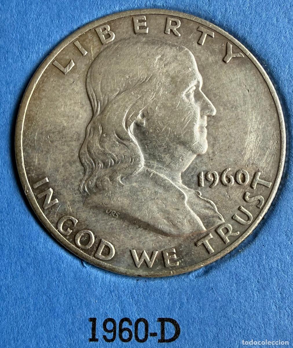 Monedas antiguas de Am&eacute;rica: Medio d&oacute;lar Franklin de 1960-D