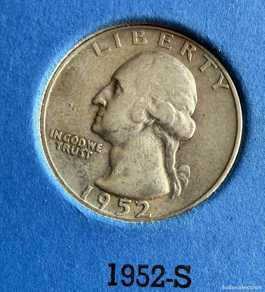 Monedas antiguas de Am&eacute;rica: 25 Centavos USA 1952‑S &ndash; Washington Quarter en Plata