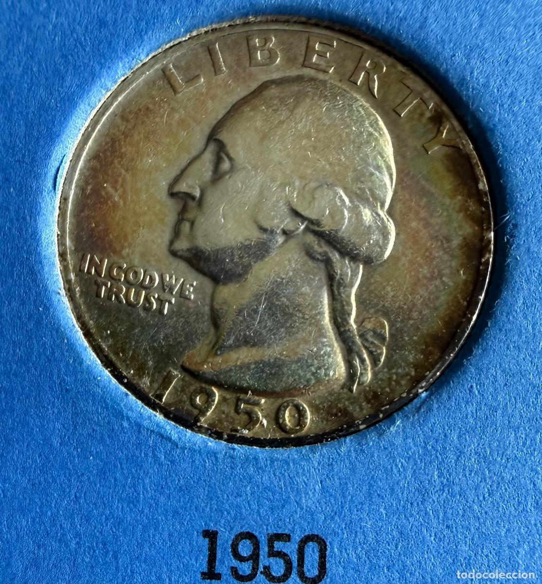 Monedas antiguas de Am&eacute;rica: 25 Centavos USA 1950 &ndash; Washington Quarter en Plata