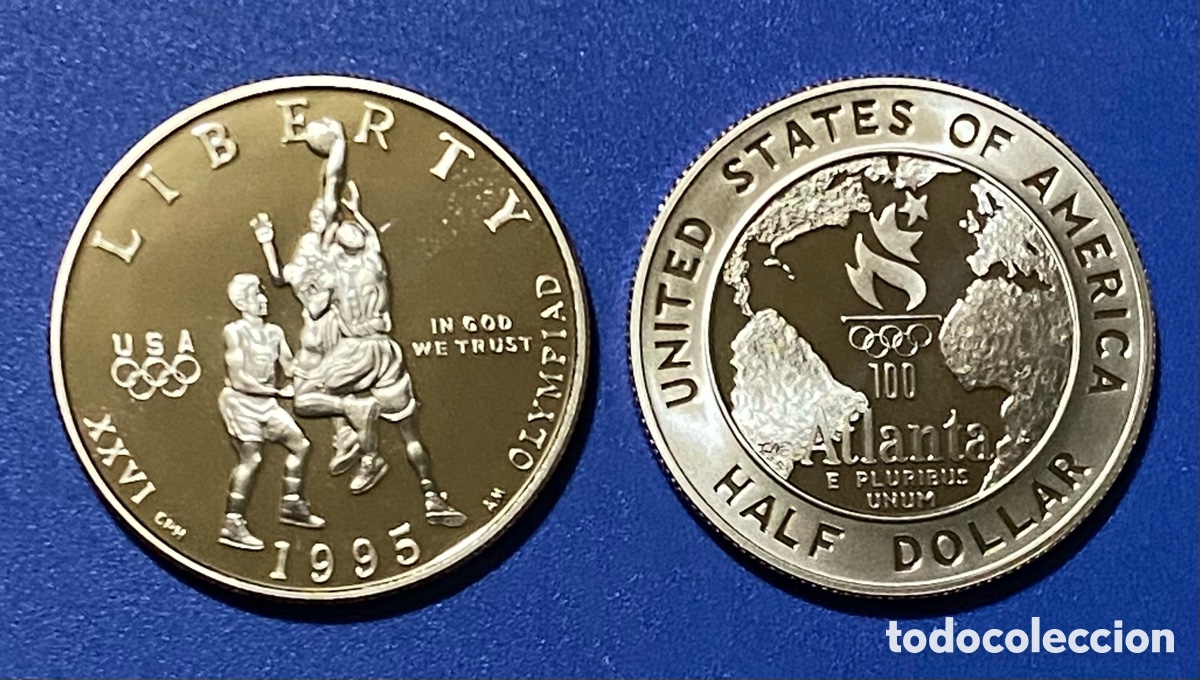Monedas antiguas de Am&eacute;rica: USA 1/2 Dolar 1995 baloncesto Antlanta Estafos Unidos