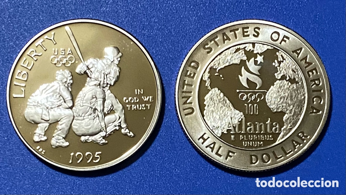 Monedas antiguas de Am&eacute;rica: USA 1/2 Dolar Beysbol Atlanta 1995 Estados Unidos