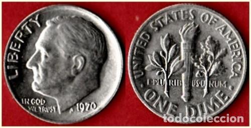 Monedas antiguas de Am&eacute;rica: 1970 - ESTADOS UNIDOS - ROOSEVELT - 10 CENTAVOS DE DOLAR - KM # 195a