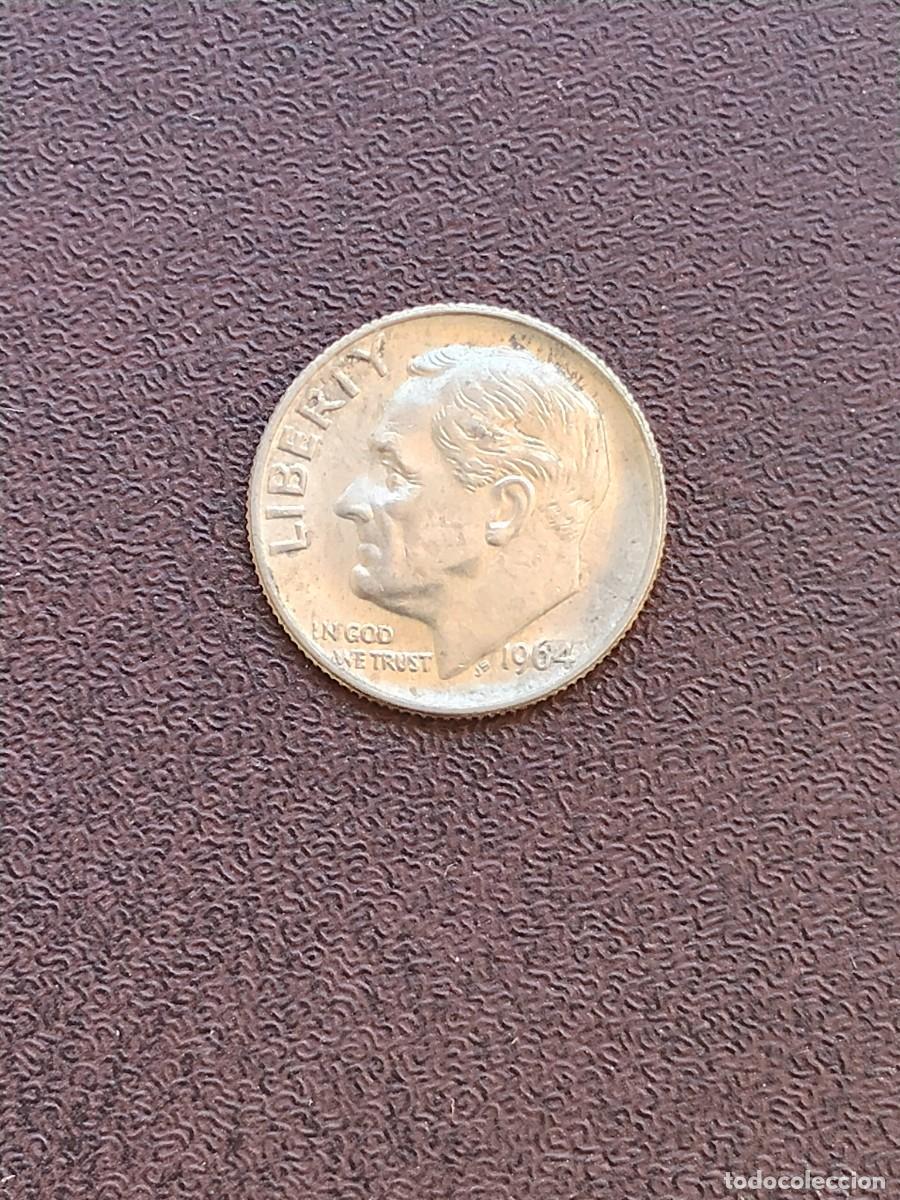 Monedas antiguas de Am&eacute;rica: MONEDA DE ONE DIME DE ESTADOS UNIDOS DEL A&Ntilde;O 1964. (SIN LETRA)DE PLATA.