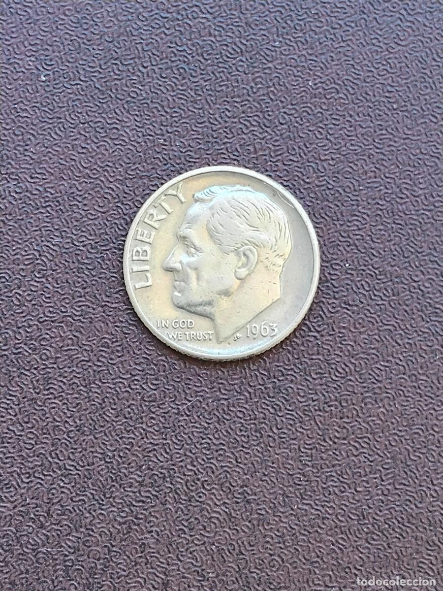 Monedas antiguas de Am&eacute;rica: MONEDA DE ONE DIME DE ESTADOS UNIDOS DEL A&Ntilde;O 1963. (CECA D)DE PLATA.