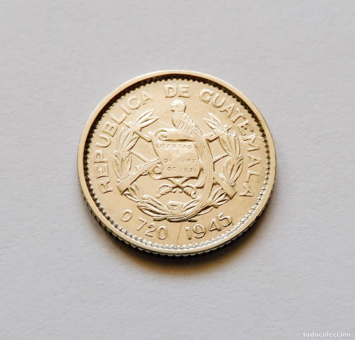 Monedas antiguas de Am&eacute;rica: GUATEMALA 5 CENTAVOS 1945. PLATA