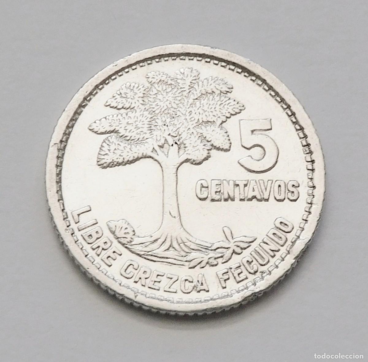 Monedas antiguas de Am&eacute;rica: GUATEMALA 5 CENTAVOS 1950. PLATA. EXCELENTE . ESCASA