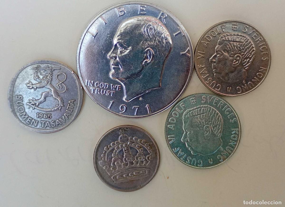 Monedas antiguas de Am&eacute;rica: Lote 5 monedas de vell&oacute;n (Plata baja)