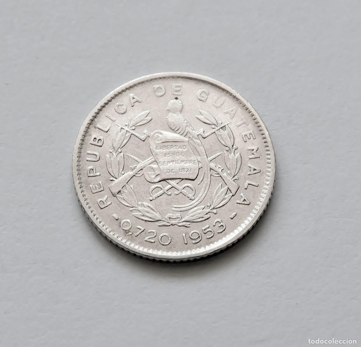 Monedas antiguas de Am&eacute;rica: GUATEMALA 5 CENTAVOS 1953. PLATA EXCELENTE. ESCASA
