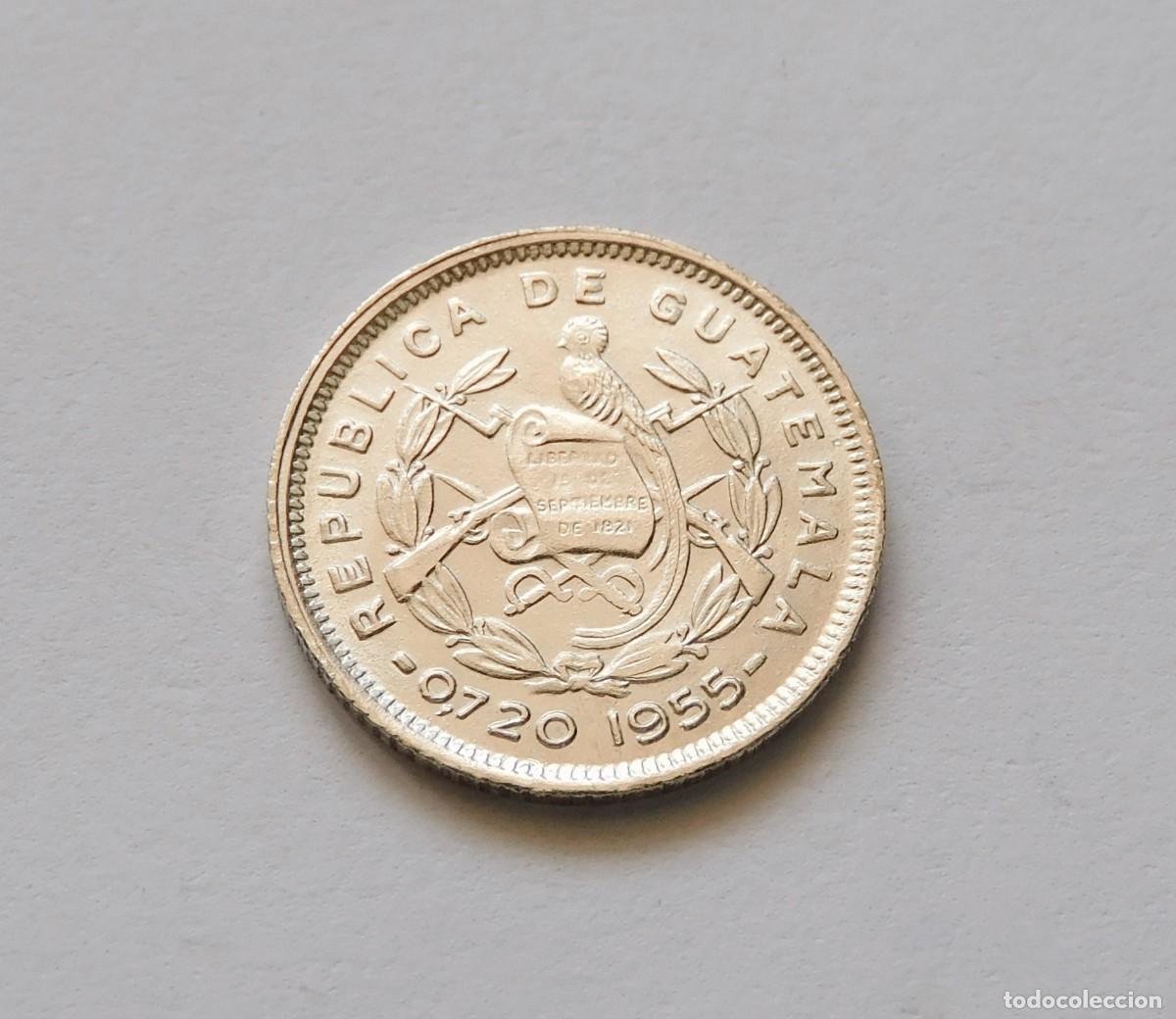 Monedas antiguas de Am&eacute;rica: GUATEMALA 5 CENTAVOS 1955. PLATA SIN CIRCULAR