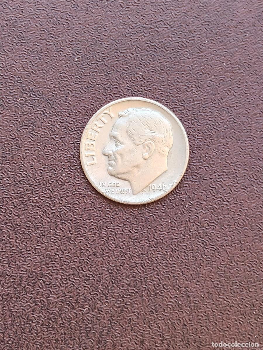 Monedas antiguas de Am&eacute;rica: MONEDA DE ONE DIME DE ESTADOS UNIDOS DEL A&Ntilde;O 1946 (SIN LETRA)DE PLATA