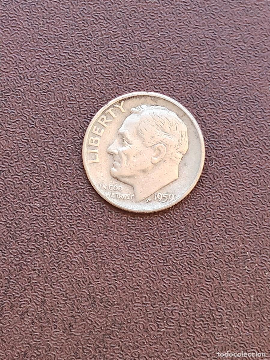 Monedas antiguas de Am&eacute;rica: MONEDA DE ONE DIME DE ESTADOS UNIDOS DEL A&Ntilde;O 1959 (CECA D) DE PLATA.