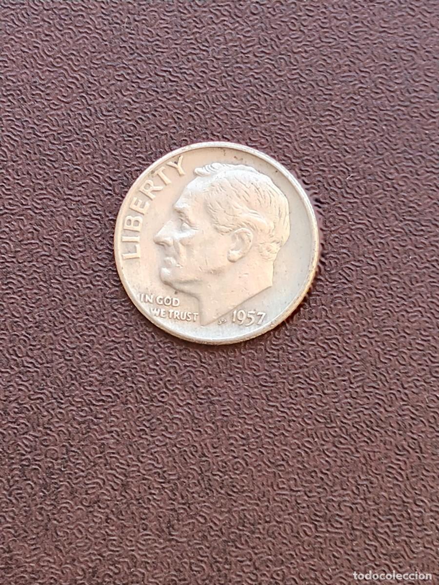 Monedas antiguas de Am&eacute;rica: MONEDA DE ONE DIME DE ESTADOS UNIDOS DEL A&Ntilde;O 1957 (CECA D) DE PLATA.