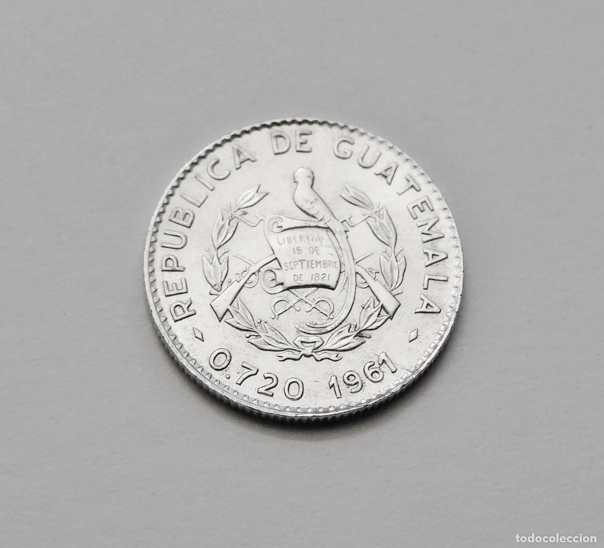 Monedas antiguas de Am&eacute;rica: GUATEMALA 5 CENTAVOS 1961. PLATA SIN CIRCULAR