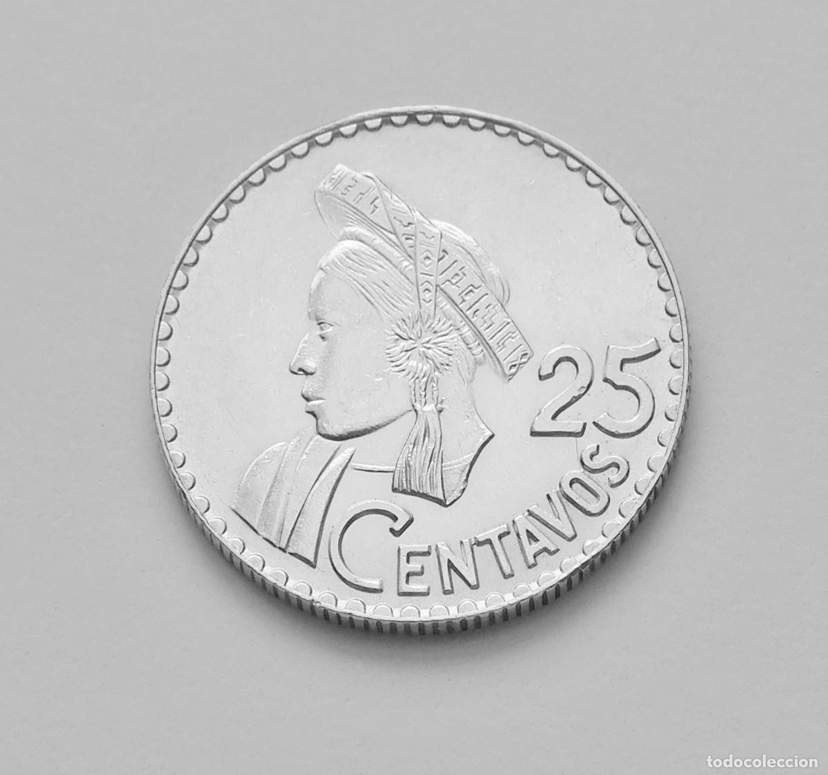 Monedas antiguas de Am&eacute;rica: GUATEMALA 25 CENTAVOS 1963. PLATA SIN CIRCULAR